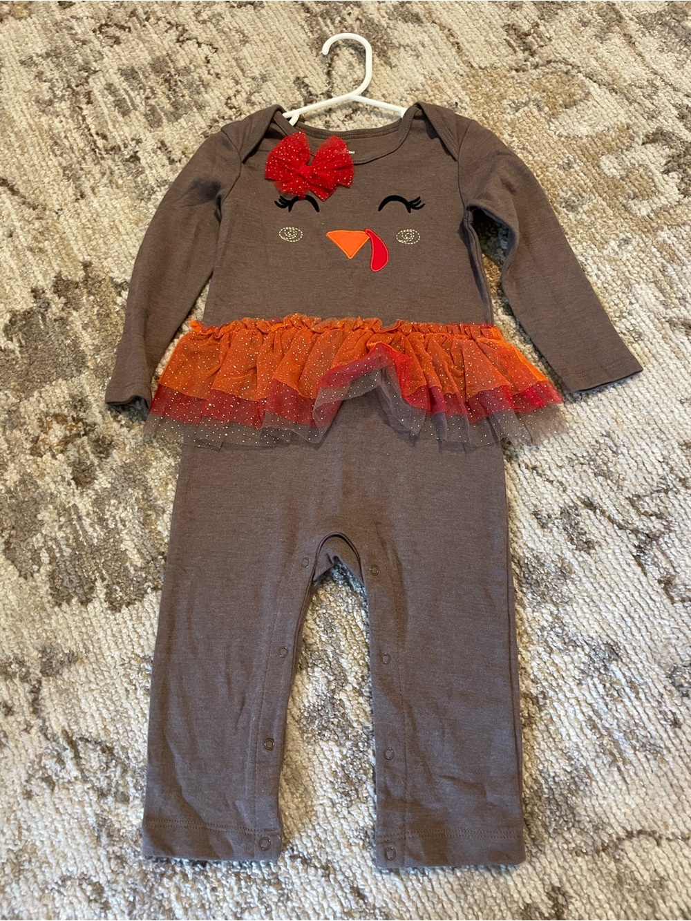5/$25 Brown Baby Girls' Turkey Tutu One-Piece Thanksgiving Outfit